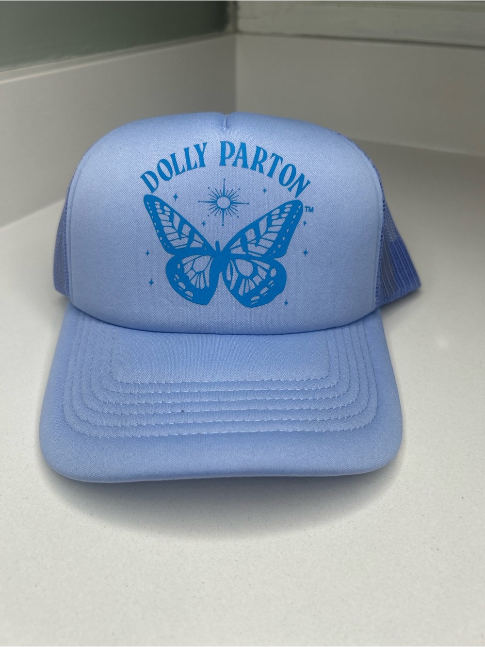 NWT Dolly Parton Blue Butterfly Trucker Hat